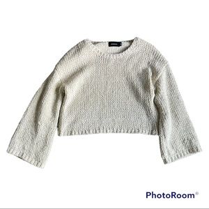 Mink pink cream sweater with silver tinsel throughout